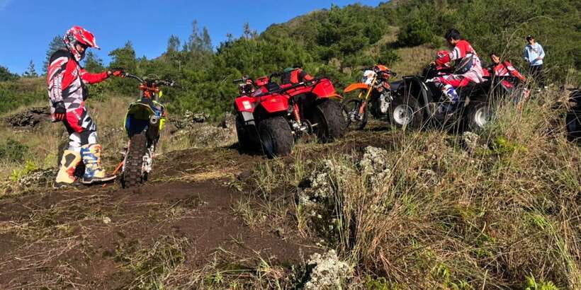Bali: ATV Batur Sunrise, Lava, Pine Forest and Hot Spring - Riding the semi-automatic ATV toward sunrise