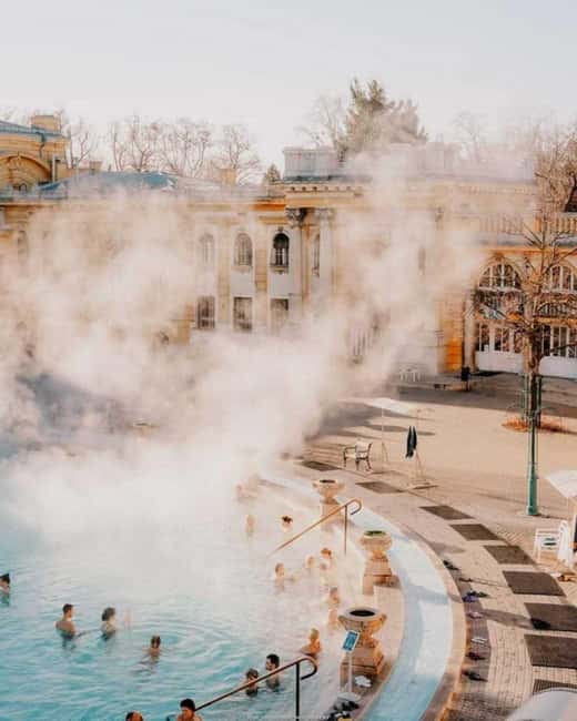 Budapest: Széchenyi Thermal Bath Entry with Private Transfer - Entering the yellow neo-baroque bathhouse