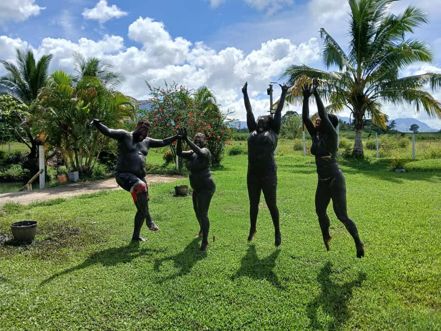 FIJI-NADI: Sabeto Tifajek Hot Spring and Mudpool Tour - The mud wrap is the playful beginning