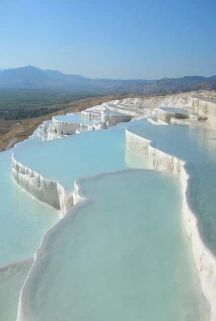 From Alanya: 1 Day Pamukkale & Hierapolis Tour - The first view of Pamukkale’s white terraces