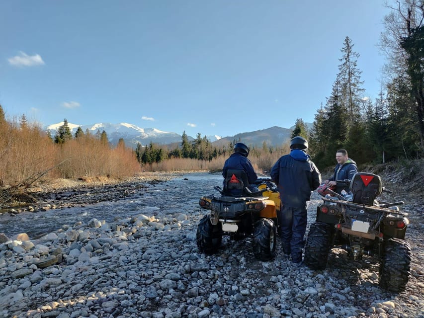 From Krakow: ATV/Snowmobile Ride, Shooting & Hot Springs - Can-Am quads on rough mountain ground