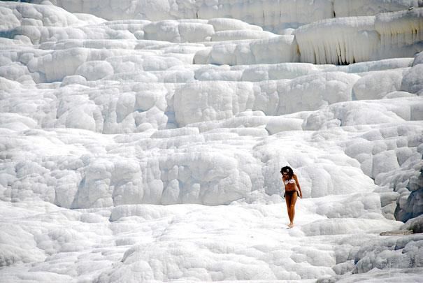From Kusadasi: Daily Pamukkale - Hierapolis Tour - Walking across Pamukkale’s white terraces