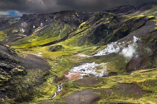 Helicopter Flight Over Geothermal Landscapes from Reykjavik - Reykjavik from above, then open country
