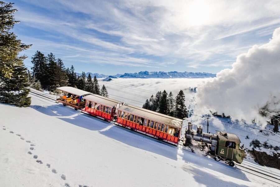 Lucerne: Boat Trip, Mount Rigi Train, & Mineral Baths Ticket - Changing from boat to cogwheel train in Vitznau