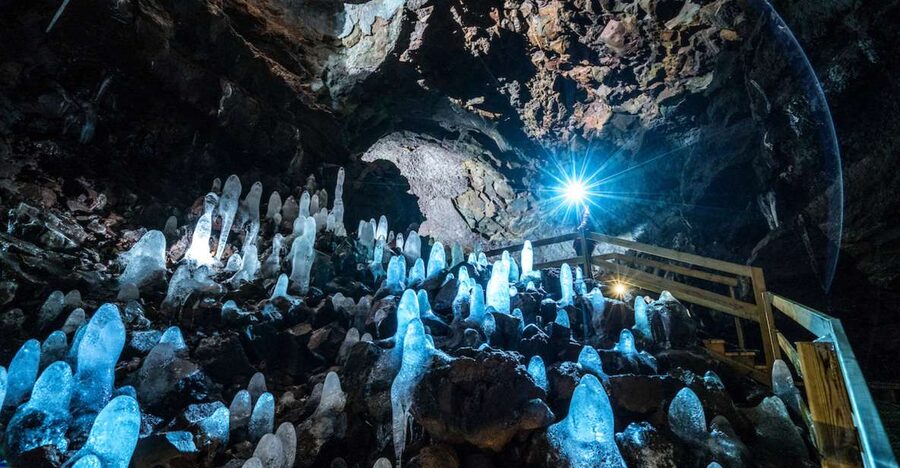 Reykjavik: Lava Cave, Hot Springs, Horses & Waterfalls Tour - Glanni Waterfall starts the morning