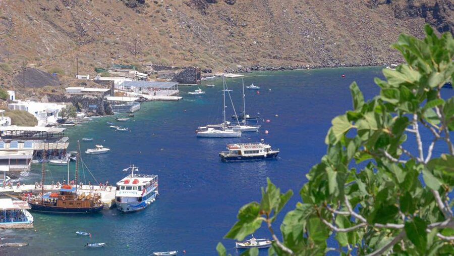 Santorini Volcano, Hot Springs Adventure - Santorini from the sea, not just from a viewpoint