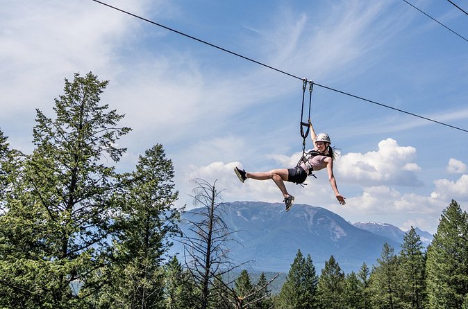 Thrilling 2-Hour Zipline Tour in Radium Hot Springs - Line six adds a little competition